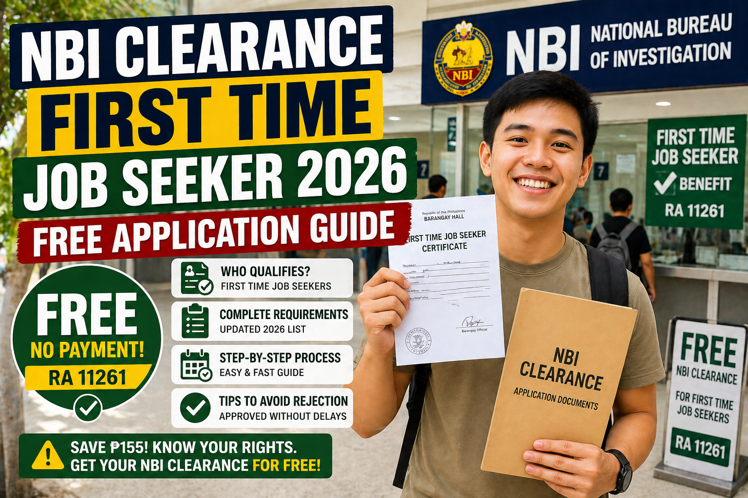 NBI Clearance First Time Job Seeker 2026: FREE Application Guide (Avoid Paying ₱155!)